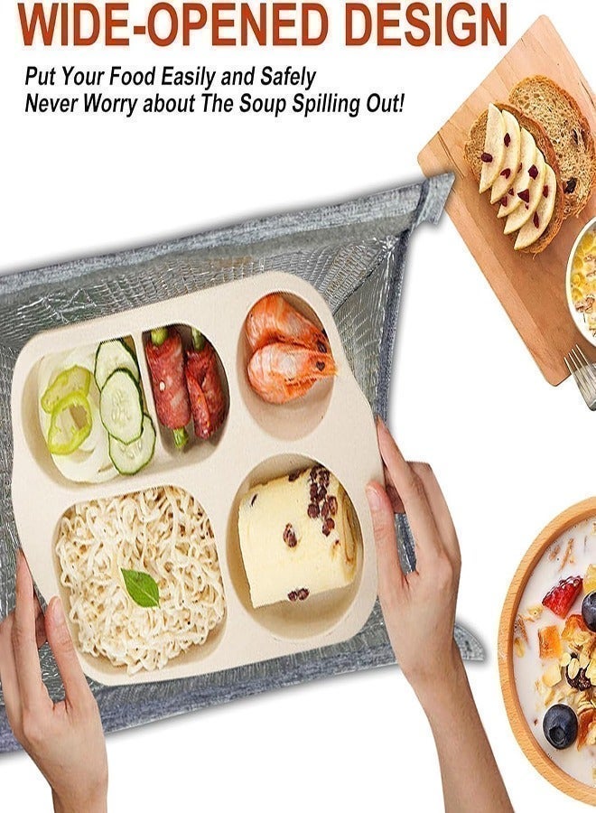 0 تي أوه وان تيك حقيبة الغداء، قابلة لإعادة الاستخدام، مناسبة للعمل في المكتب خارج الحرم الجامعي، إلخ. القماش الداخلي مصنوع من اللؤلؤ، رمادي، 25.5 × 22.5 × 13 سم - Image 4